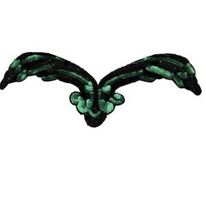 Green/Black Sequin Bead Neckline Applique Lot of 2